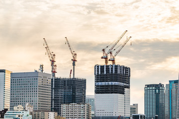 Fototapeta premium 高層マンションの建設イメージ Construction work of high-rise building