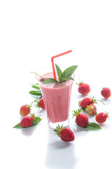 strawberry fresh sweet smoothies in a glass