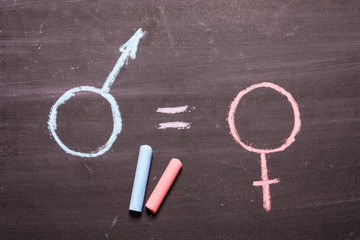  sign, a symbol of a man and a woman. The concept of equality
