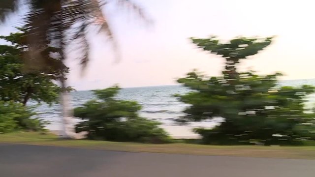 West african tropical sandy coast from a car