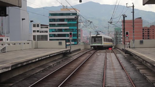 View Of The Medellin Metro Leaving The San Antonio Station