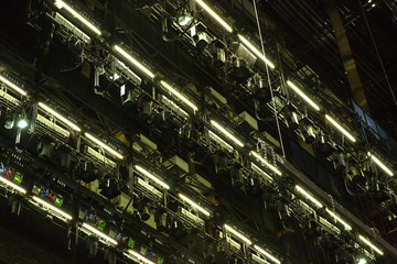 Close up of a lighting system used in a theater