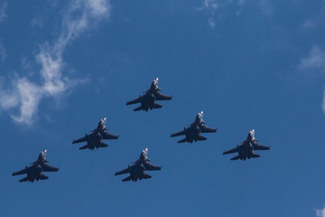 performance of the aerobatic team on supersonic fighters