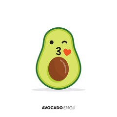 Avocado fruit cute emoji character icon