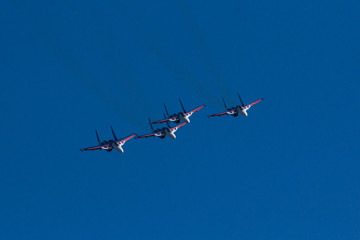 performance of the aerobatic team on supersonic fighters