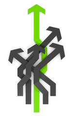 3D grüner Pefeil Richtung 2