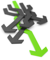 3D grüner Pefeil Richtung 3