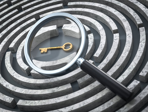 3D Labyrinth goldener Schlüsseö
