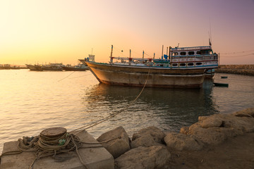 Obraz premium Sunset Launch at Konarak, Sistan and Baluchistan, Iran