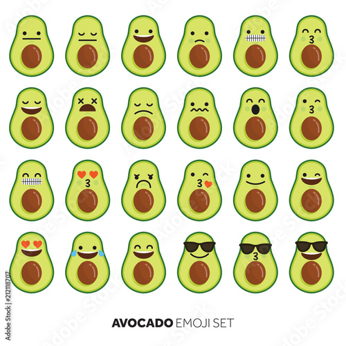 "Avocado fruit cute emoji character icon" fichier vectoriel libre de ...