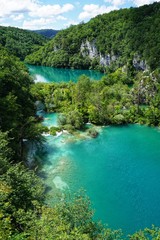 Fototapeta na wymiar Wasserfälle an der Plitwitzer Seen in Kroatien - Plitvice