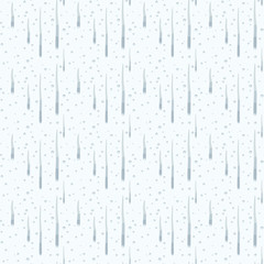 blue simple long and round drops flowing over transparent glass light vector seamless pattern background