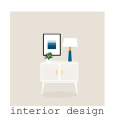 vector interior design elements. living room  furniture illustration. designer trendy  home style 