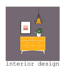 vector interior design elements. living room  furniture illustration. designer trendy  home style 