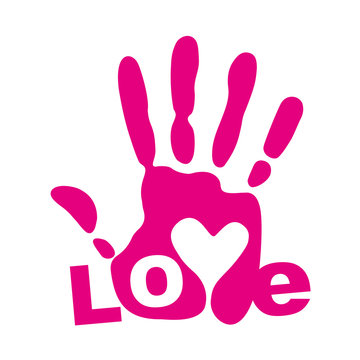 Logo imprint hand paint paint stain heart love stylized give five