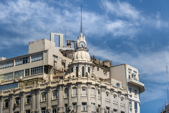 Detail of Building Clock at 9 de julio Avenue - Buenos Aires, Argentina