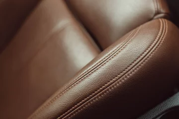 Deurstickers comfortable brown leather car seat, interior business © velimir