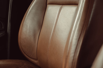 comfortable brown leather car seat, interior business