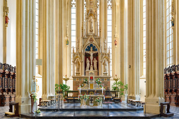 BRNO, CZECH REPUBLIC: panoramic view of Church of St. Jacob’s interiors - obrazy, fototapety, plakaty
