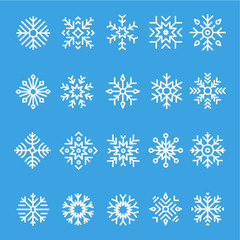 Snowflakes line icon set
