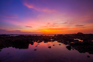 Fototapeta na wymiar Amazing cloudy sky on sunset at tropical island Koh Lanta in Thailand