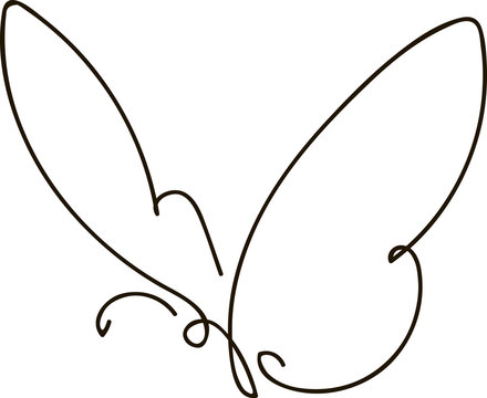 Continuous line butterfly.  vector