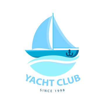 Yacht  logotype with wave and anchor. Yacht club vector logo design.