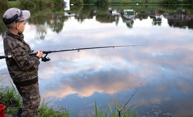 little boy on the fishing