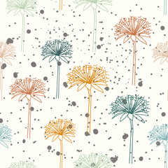dandelion seamless pattern. delicate soft floral pattern. geometrical pattern in pastel colors.