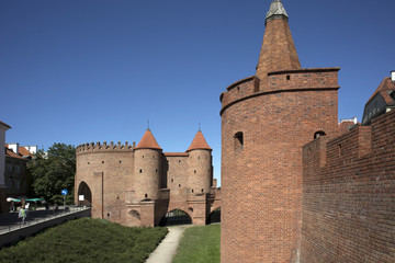 Fototapeta premium Historic Warsaw Barbican in the Warsaw Old Town.