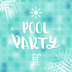 Pool party flyer, poster, invitation or banner template. Vector illustration flat design