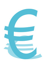 Símbolo azul del euro.