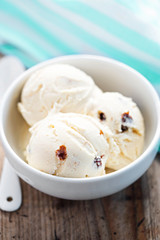 Fototapeta na wymiar Rum & raisins vanilla ice creams 
