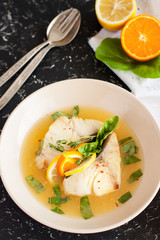 Fried cod with citrus butter sauce