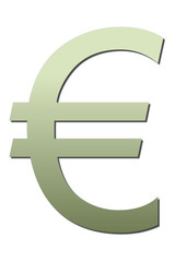 Símbolo verde del euro.