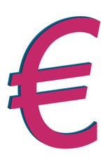 Símbolo rojo del euro.