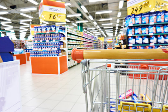 Shopping cart in shop