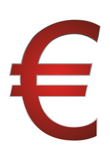 Símbolo rojo del euro.