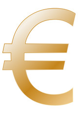 Símbolo dorado del euro.