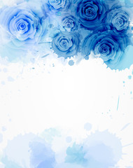Template with watercolor abstract roses