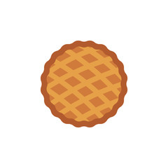 Thanksgiving pie icon. Thanksgiving holiday and autumn harvest celebration symbol. Flat apple, pumpkin cake. Traditional american meal. Vector isolated illustration