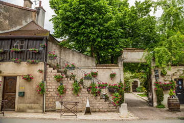 Picturesque wine cellar door in the small village of Gevrey-Chambertin, Burgundy
