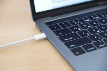 Cable USB adapter under the Type-C connector is installed in the laptop