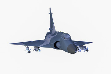 a military combat jet in front of isolated background(3d rendering)