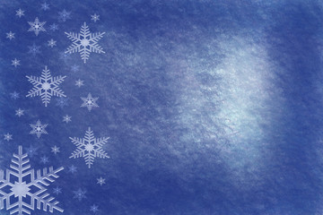 Blue grungy snowflake background texture digital illustration light copy space