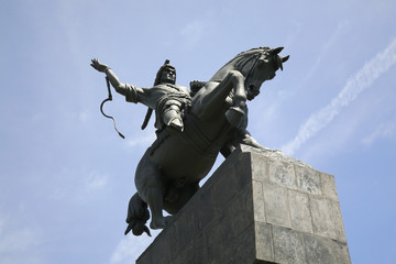 Fototapeta na wymiar Monument to Salawat Yulayev in Ufa. Republic of Bashkortostan. Russia