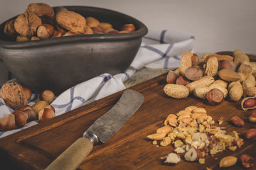 Dry fruits on wooden table
