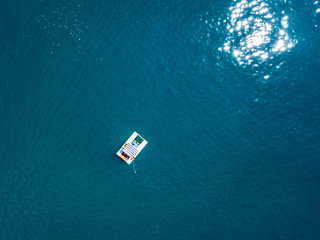 cruise small catamaran journey on the water surface isolated during summer season