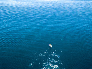 top above view ski jet staing on the still sea water