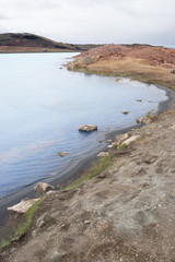 Fototapeta na wymiar Landschaft beim Mývatn Nature Bath / Kieselgurwerk in Nord-Island